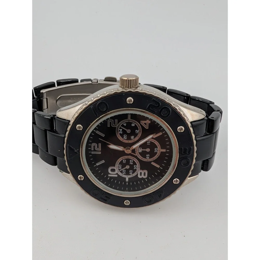 Merona Watch‎ Men 43mm Silver Case Black 7